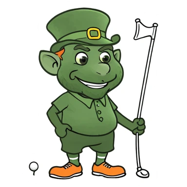 Leprechaun golfing sticker