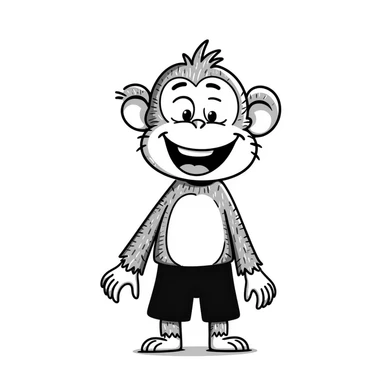 laughing monkey hand drawn doodle style sticker