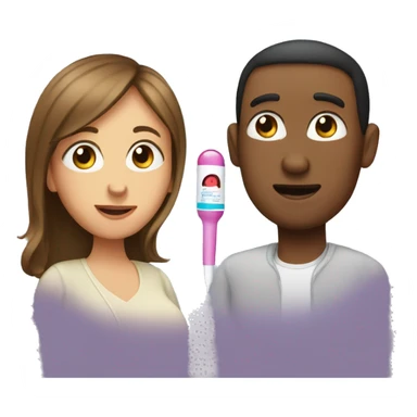 couple looking at pregnancy test sticker