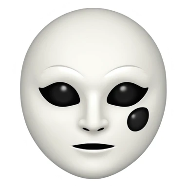 blank white no-mouth-hole masculine mask moon crescent with black hole  on forehead  sticker