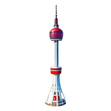 ​Cinematic Realistic N Seoul Tower, depicted in full daylight as a slender, single-column tower crowned by a cylindrical observation deck, set against a clear blue sky over Seoul’s vibrant cityscape, rendered with crisp architectural detail and bright, natural lighting that accentuates its modern elegance, sticker