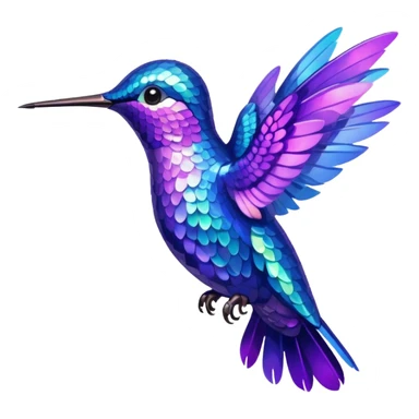 hummingbird with blue and purple with glitter sticker