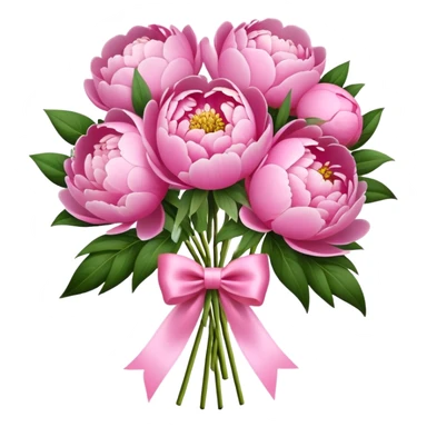 Pink peonies bouquet with bow sticker