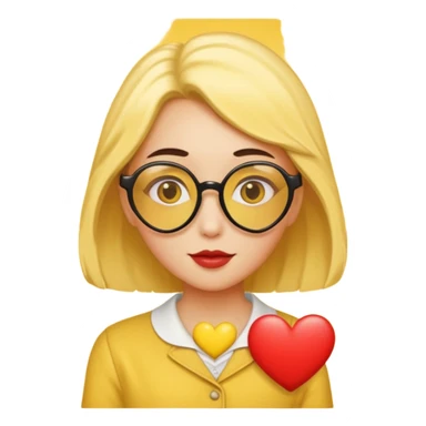 a romance novelist, romantic, dizzy, yellow tone skin, with a heart-shaped glasses sticker