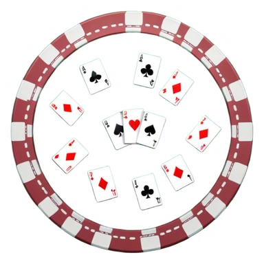 A photorealistic icon with playing cards and poker chips on a round green felt table. Detailed design with realistic lighting and textures, focusing on the classic atmosphere of card games. Transparent background, symbolizing card games and strategy. sticker