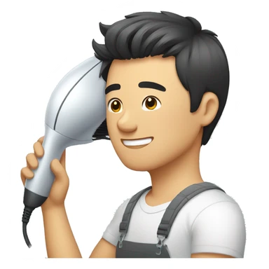 Asian man do Hair drying sticker