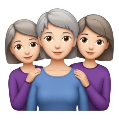 A mum with short Gray hair and her two adult daughters with Light brown hair sticker
