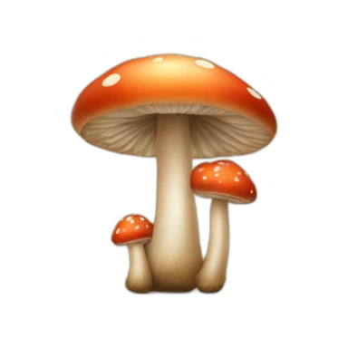 Long shaped mushroom with two circular smaller mushrooms at its feet sticker