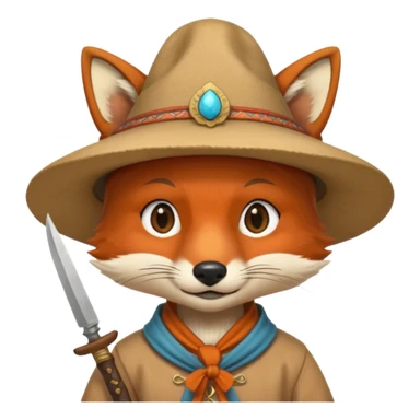 fox face, mogolian ancient army with small knife and hat sticker