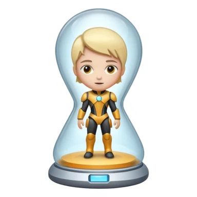 future Explorer with futuristic sandglass sticker