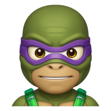Donatello from Teenage Mutant Ninja Turtles, emoji style, with a hologram device and a determined look sticker