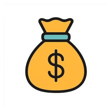 money bag icon, color outline, modern icon style sticker