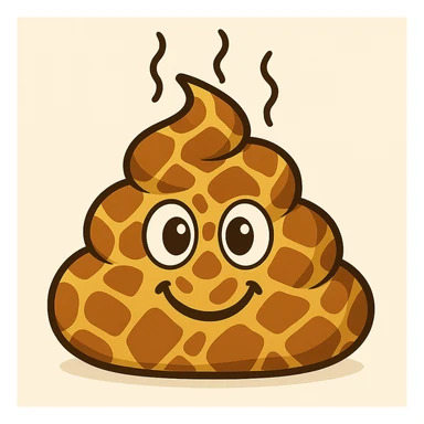 Make the poo with giraffe pattern smile and look more like a traditional emoji face (big eyes, friendly smile, simple features) sticker