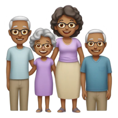 family of 3 with grandchildr and 2 grandparents sticker