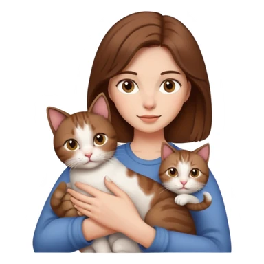 brown hair holds cat in her arms sticker