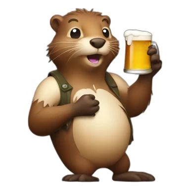 Drunken beaver with beer in the hand sticker
