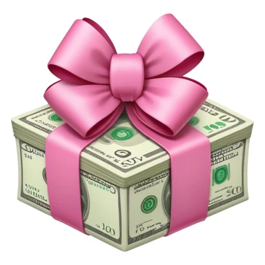 wad of cash wrapped in a pink bow, apple emoji style  sticker