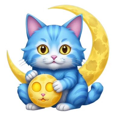 Blue cat holding a moon in it’s paws 🌙🐱 sticker
