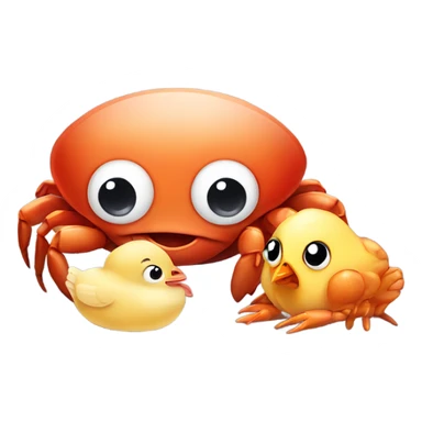 sea crab loves a baby chicken sticker