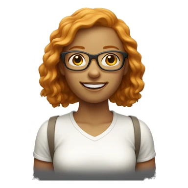 light ginger girl with light glasses smiling sticker