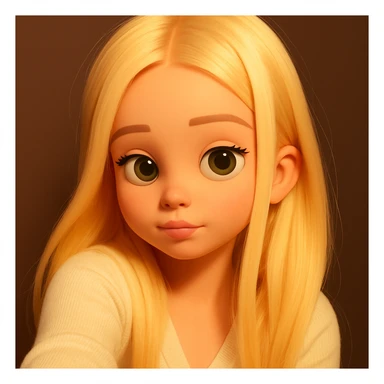 расширить изображение вверх, чтобы волосы сверху были полностью видны, не менять девочку и оставить такие же глаза, сохранить 3d-emoji стиль sticker