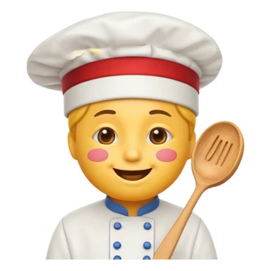 Classic kissing emoji with a chefs hat sticker