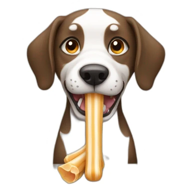 striped dog eating a bone sticker