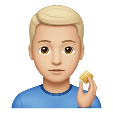 a man with a small AI chip next to him sticker