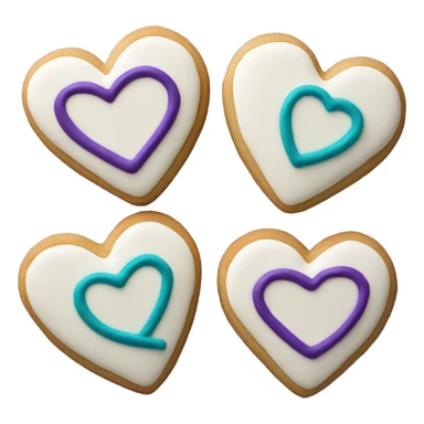 Cookie heart with teal purple ribbon loop sticker