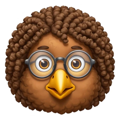 bird with curly hair two eyes and spectacles sticker