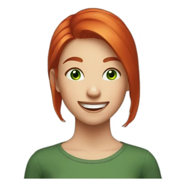 a girl with green eyes and red hair laughs loudly sticker