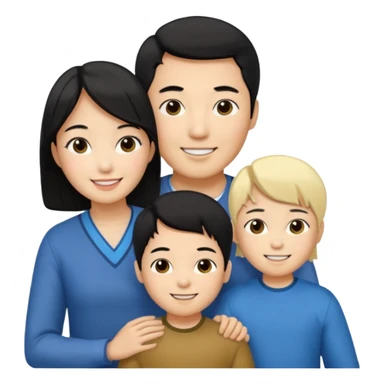 Family korean male x blonde female + black hair kid sticker