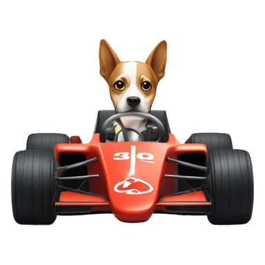 Dog driving a formula 1 car sticker