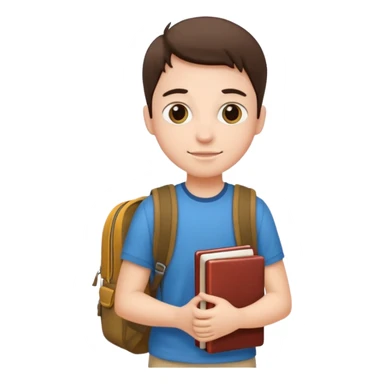Student carrying backpack and books sticker