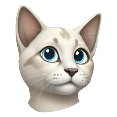 Thai breed cat with a light cream body, dark gray face, ears, and paws. Short fur, sharp ears, and striking light blue eyes with an intense gaze. sticker