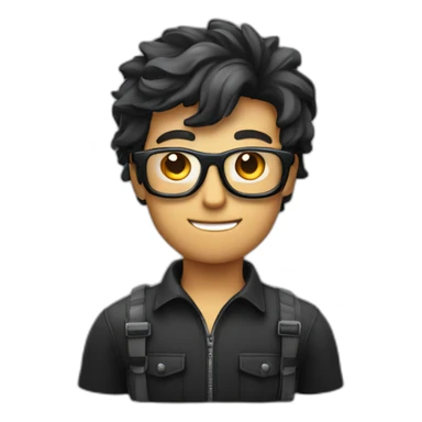 Homme avec cheveux noir et lunette avec appareil photo dans la main sticker