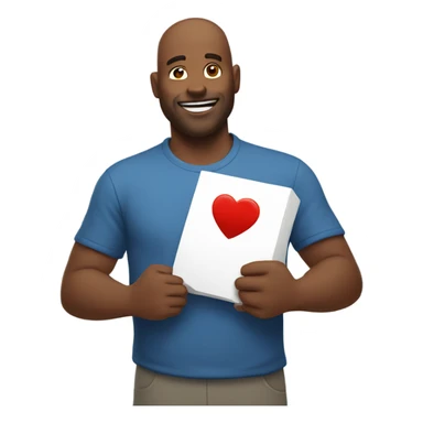 Father holds big heart sticker