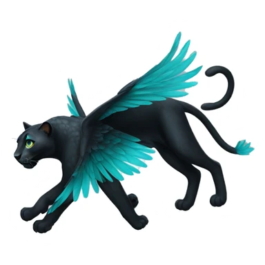 winged black leopard with turquoise eyes flying sticker