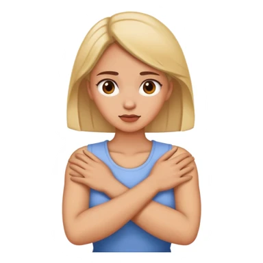 women crossed holding neck  sticker