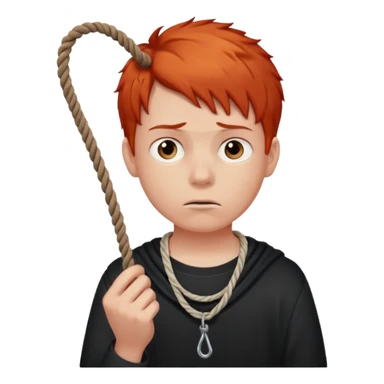 red headed boy holding a noose  sticker