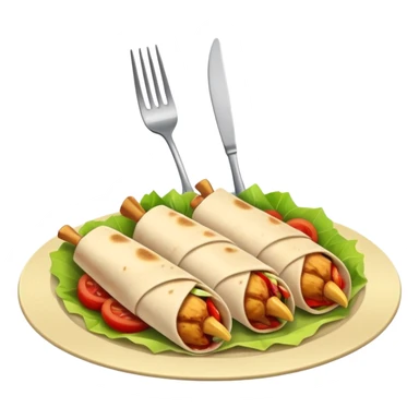 fork with a chicken wrap on its tines sticker