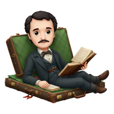 Edgar Allan Poe reclining on a picnic blanket sticker