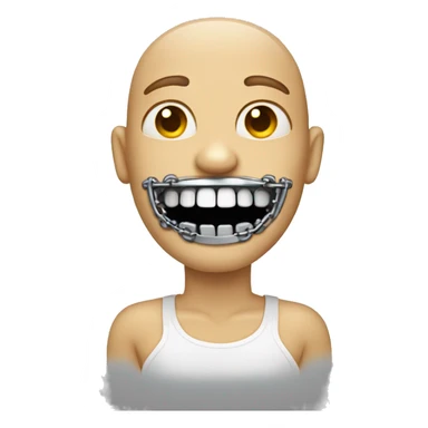 person with metal braces on teeth sticker