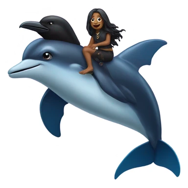 Raven riding a dolphin sticker