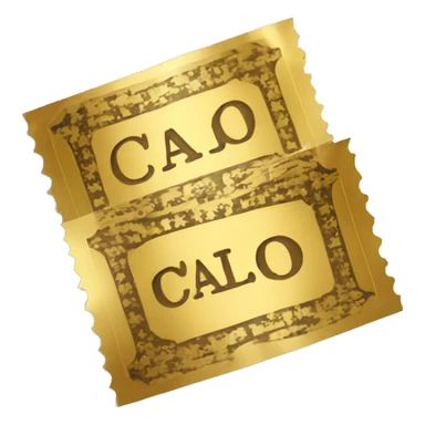 golden ticket with "CALO" written on i sticker