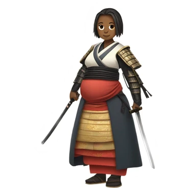 Pregnant woman in a samurai costume sticker