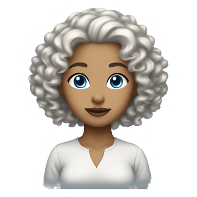 woman light skin tone silver curly hair blue eyes sticker