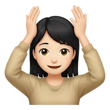 simple white smiley with black hair and one hand behind head, embarrassed expression sticker
