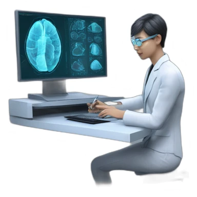 Futuristic-Biomedical-Engineer-studying-hologram-3d-model-of-breast sticker