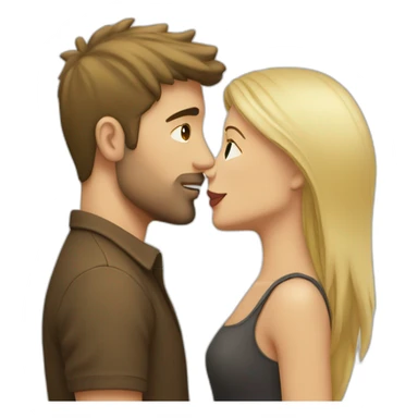 Blond woman kissing brunette man without beard sticker
